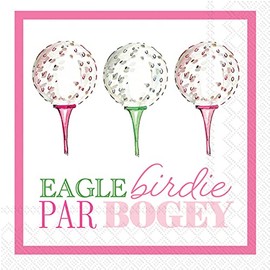 IHR Ideal Home Range Cocktail Napkins Rosanne Beck Disposable 3-Ply Paper Party Napkin Pack, 5" x 5", Eagle Birdie Par, 20-Count