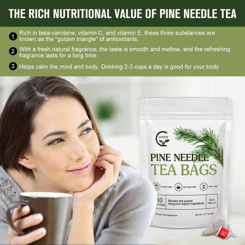 Organic Pine Needle Tea Bags - 100% Pure Natural Dried