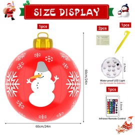 Inflatable Christmas Baubles, Inflatable Christmas Ball, 60 cm, Inflatable PVC Christmas Ball with Ground Spikes and Pump, for Wedding, Garden, Home Decor, Yard, Outdoor Decoration