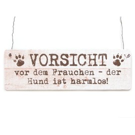 Interluxe Shabby Chic Vintage Decorative Door Sign / Beware Of The Mistress The Dog Is Harmless [German Text]