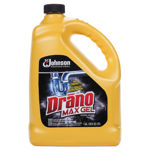 Drano 696642 Max Gel Clog Remover, Bleach Scent, 128 oz Bottle