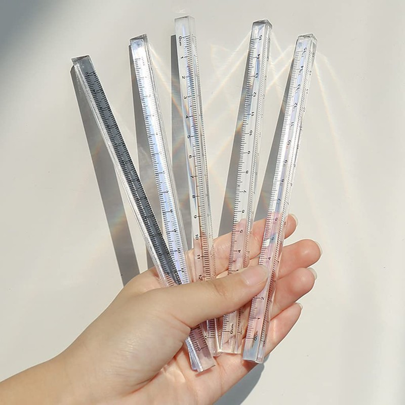 Transparent Acrylic Ruler Portable Mathematics Ruler Triangular Prism Ruler For