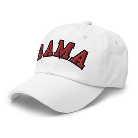 RIVEMUG NG Bama Embroidered Curved Bill Cap Relaxed Fit Low Crown Adjustable Alabama AL State Dad Hat White