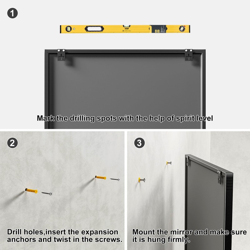 Dewfig Rectangle Wall Mirror, Window Mirror Wall Mounted, 24"x36"in Window