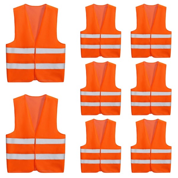 8 Pcs Hi Vis Vests, Hi Vis Safety Gilet, Red-orange