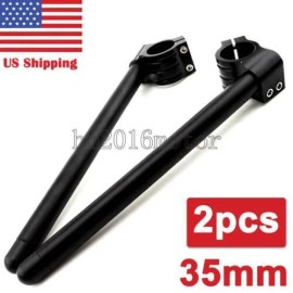 Unbranded 7/8" 35mm Clip-on Motorcycle Handlebars Black For Honda CB 450 500 550 650 750