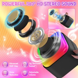 Mini Karaoke Machine for Kids - Portable Karaoke Microphone Singing Speaker with 2 Mic - Birthday Gifts Girl Boy