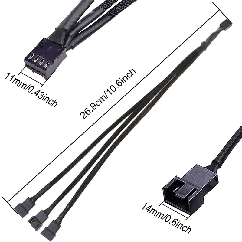 DKARDU 5 Pack Fan Splitter, Pwm 4 Pin 3 Pin