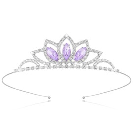 YISSION Sparkling Princess Crown Purple Rhinestone Tiara for Girls - Royal Party Hair Accessories for Birthday Prom Wedding