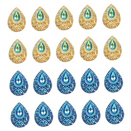 Operitacx 100pcs Teardrop Shaped DIY Craft Decorations for Clothes Bags and Accessories Durable Resin Gems Yellow and Blue for Sewing Projects