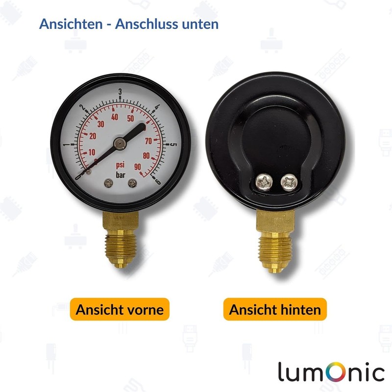 Lumonic I Pressure Gauge 0-6.0 Bar I 1/4 Inch I