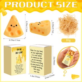 Wonderjune 36 Sets Emotional Support Gifts Bulk Positive Cheese with Inspirational Cards Fake Cheese Funny Back to School Supplies First Day of School Gifts for Employee Appreciation