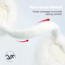 RUIKUNA Women Winter Ear Muffs Fluffy Faux Fur Earmuffs Foldable Ear Warmer Girls Soft Ear Covers (A-white)