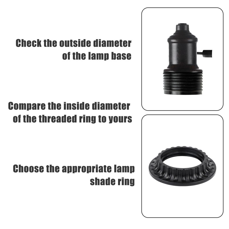 6pcs Light Socket Shade Rings, 1-3/8 Inches Thread Diameter Lamp