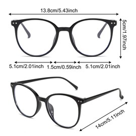 BSITSSS 2 Pairs of Blue Light Filter Glasses, Blue Light Glasses, Lightweight, Fashionable Round Frame, Blue Light Glasses, Interchangeable Lenses Glasses Shortsighted for Men and Women (Black &