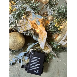 Valery Madelyn 24 Inch Pre-Lit Christmas Wreath for Front Door with Lights, Large Lighted Christmas Wreath with White Gold Xmas Ball for Fireplace Window Outdoor Table Centerpiece Holiday Home Decor