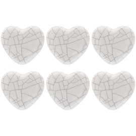 ETHNICITI Pack of 6 Heart White Crackle 40mm Ceramic Door Knobs Vintage Shabby Chic, Wardrobe Cabinet Cupboard Drawer Interior Furniture Pulls Handles Bedroom Dresser Lounge Kitchen