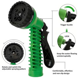 Flexibler Gartenschlauch, 15m Länge, 3-Lagiger Latex, 3/4 Zoll und 1/2 Zoll Anschluss, 7-Funktions-Sprühpistole