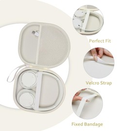 XANAD Hard Case Compatible with Sony WH-CH720N, WH-1000XM4, WH-CH520, WH-1000XM5, ULT WEAR, Soundcore Space Pro Wireless Headphones, Cream Hard Shell Travel Carrying Bag