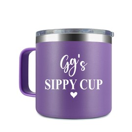 VDGifts Gg's Sippy Cup Travel Mug With Handle - Gg Tumbler Handle - Birthday Gifts For Gg - Daughter - New Gg Gifts - Mothers Day Gift - Parent Gift - Gg Mug, 14oz