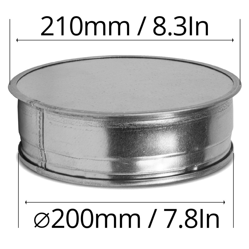 8" Inch Galvanized Steel Tee Cap - Round Vent Cover