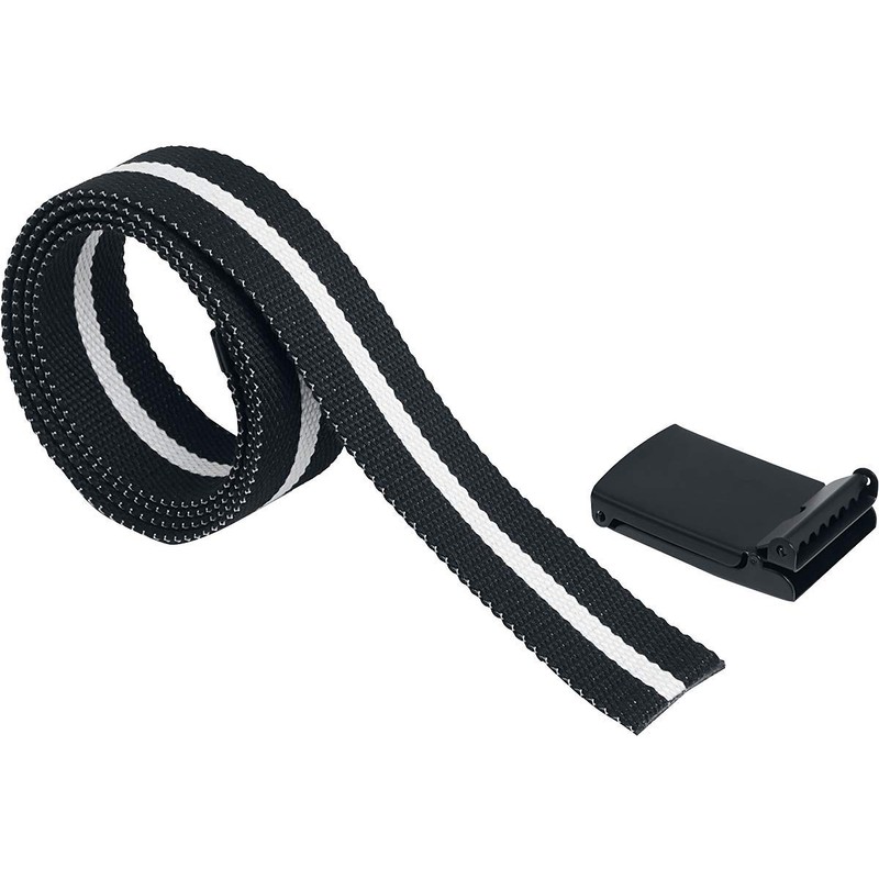 Urban Classics Canvas Belt, Black White Stripe/Black, One Size