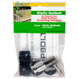 Zipbolt 17.150 Exterior Slipfix Railbolt — Epoxy Coated Staircase Handrail Post to Post Fastening Solution, Easy Residential and Commercial Installation, New Construction and Remodels — 1 Double Pack