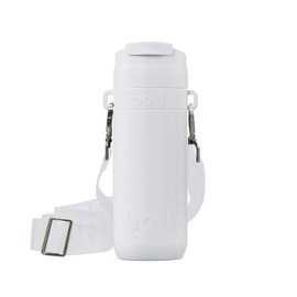 One Green Bottle - Brew Flask Stainless Steel Reusable Insulated Drink Cup, Leak-proof Metal Bottle, Multifunctional with Hinged Lid, Handle and Carrier, 400 ml, White