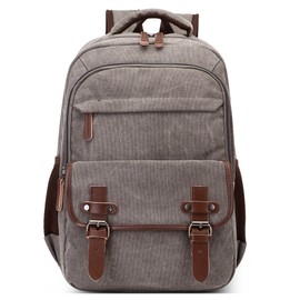 DEEVORCA Vintage Backpack Mens Fashion Large Capacity Knapsack Bag for 15 inches Laptop with Handle Multiple Pockets Daypack for Outdoor Work Camping Street Daily Canvas Men Rucksack Bag Grey