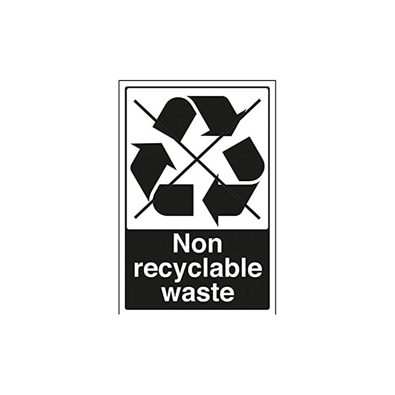 V Safety Non Recyclable Waste Recycling Sign - 200mm x