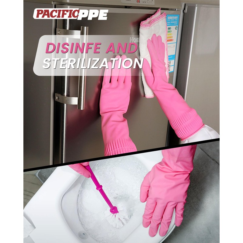 PACIFIC 2 Pairs Reusable Rubber Gloves for Washing Dishes and