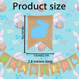 Happy Easter Banner, Easter Bunny Garland, Easter Bunny Banner, Easter Bunny Hanging Craft Decoration, Happy Easter Garland for Wall Door Indoor Outdoor Garden Home Party Decoration