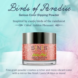 SNS Healthy Natural Nails SNS Nail Dip Powder, Gelous Color Dipping Powder - Golden Pheasant (Peach/Beige, Shimmer) - Long-Lasting Dip Nail Color Lasts up to 14 days - Low-Odor & No UV Lamp Required - 1 Oz