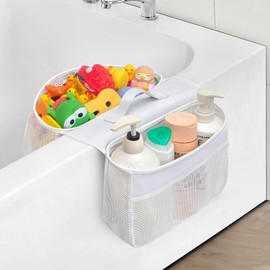 SHENGYIG Badewannen Netz Aufbewahrung, Badewannen Aufbewahrung Spielzeug mit Großem Fassungsvermögen, Badewanne Spielzeug Aufbewahrung mit Doppeltasche, für Badezimmerspielzeug, Badeprodukte