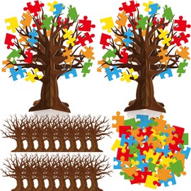 Capoda 30 Set Back to School Classroom Decoration Christian Puzzle Tree Craft Kits 3D Make Your Own Piece of Gods Plan Trees Sticker DIY Art Paper Ornaments for Teacher Sunday School Table Decor