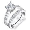 1.5 Carats Sterling Silver Cubic Zirconia Bridal Set Engagement Wedding