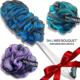 Shower Bouquet Loofah-charcoal Back-scrubber Bath-sponge-color-set By-showe