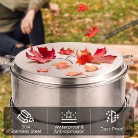 TURBRO Fireside Pluto R19 Lid, 19 in. 304 Stainless Steel Fire Pit Accessories for Outdoor Fire Pits and Camping Accessories