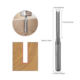 Trvoxviq Straight CNC Router Bits End Mill 5 Pieces Milling Cutter Tools with 2 Grooves, 2 x 17 mm, 1/8 Inch Shank Solid Carbide CNC Bits Mill Sets for PVC Acrylic Engraving Carving