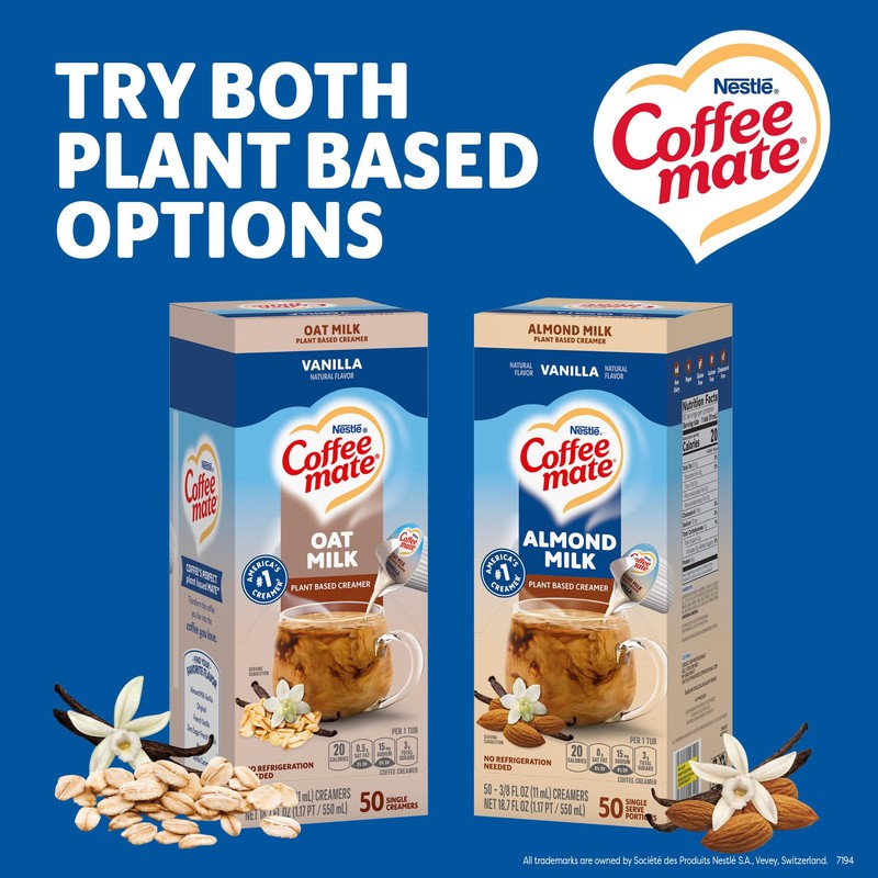 Coffee mate Plant Based Liquid Coffee Creamer Singles, Vanilla Flavored
