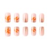 SWEKKE Press-on Nails Short Square Orange French Tip False Nails