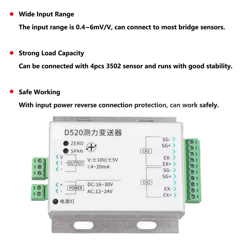 Pressure Transmitter Force Measurement Transducer Sensor 2 In 1 Out