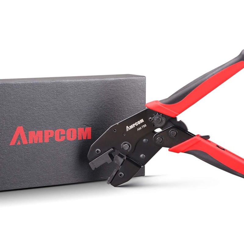 AMPCOM One-step RJ45 Ratcheting Crimper for Cat6A, Cat7 Shielded Connector