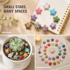 50 PCS Star Shaped Natural Crystal Stones 0.8inch for Meditation Energy Chakra Reiki Balancing, Jewelry Making Gift