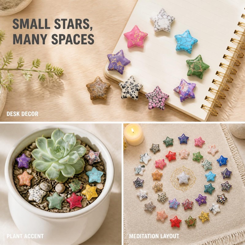 50 PCS Star Shaped Natural Crystal Stones 0.8inch for Meditation