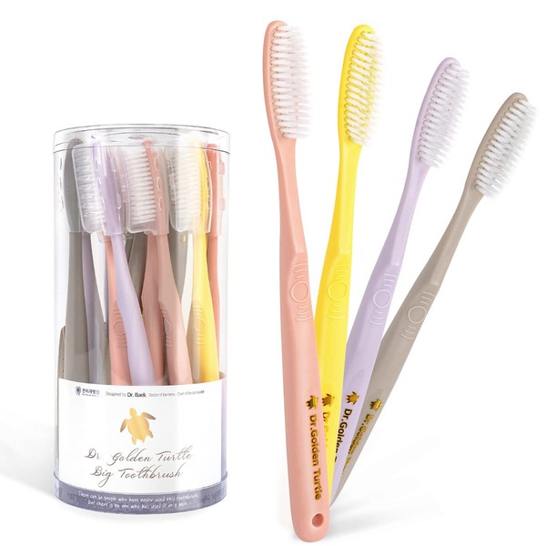 Dr.Golden Turtle Long Head Toothbrush 16-Pack Designed by Dentist |