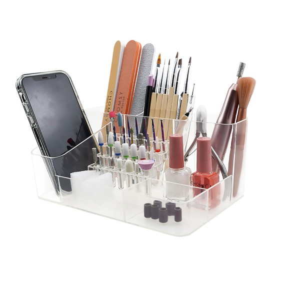 Nail Drill Organizer Box, Professional Nail Organizer, 28 Capacity Nail
