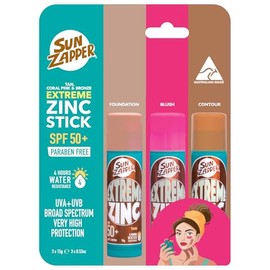 Sun Zapper Extreme Zinc Stick Beauty Pack - Protector solar de zinc bronceado, bronce y rosa, fabricado en Australia