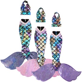 3 Sets Mermaid Doll Accessories Clothes Tail Dress Set Colorful Bikini Swimwear for 11.5-12 Inch Doll(Cute Style,Blue, Pink, Purple)
