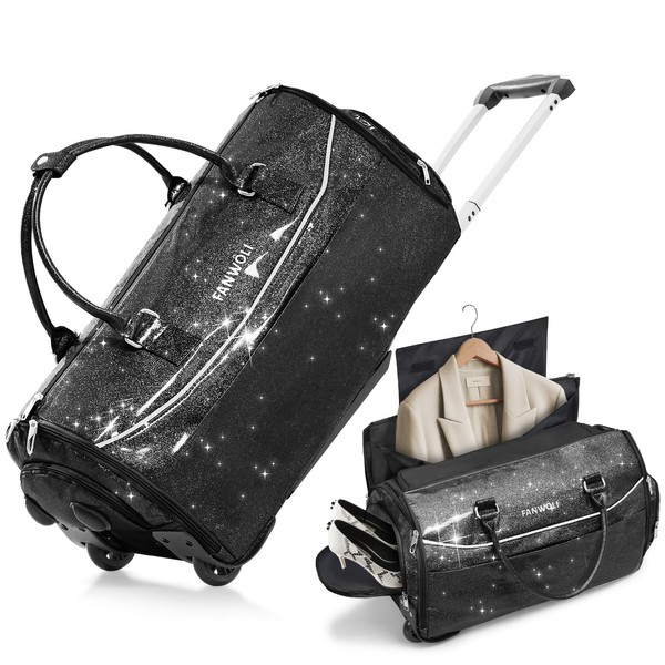 Fanwoli 3-in-1 Rolling Garment Bag for travel, Wheeled Carry-On Luggage